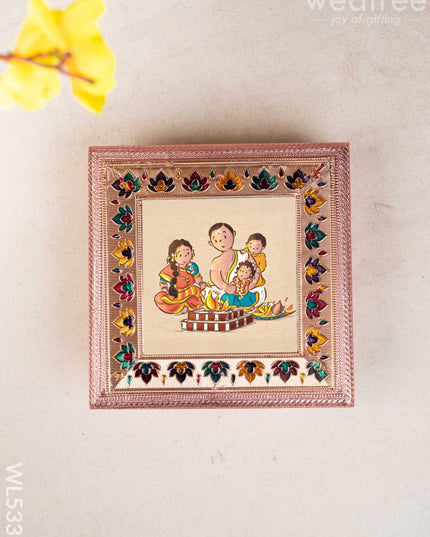 Customized - Meenakari Dry Fruit Box - Copper - 8x8 inch - WL5339 - Dry Fruit Box