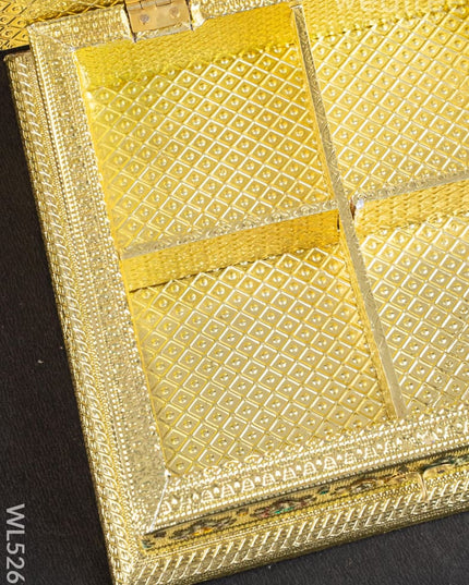 Customized - Meenakari Dry Fruit Box - Gold - 8x8 inch - WL5261 - Dry Fruit Box
