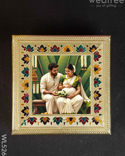 Customized - Meenakari Dry Fruit Box - Gold - 8x8 inch - WL5261 - Dry Fruit Box