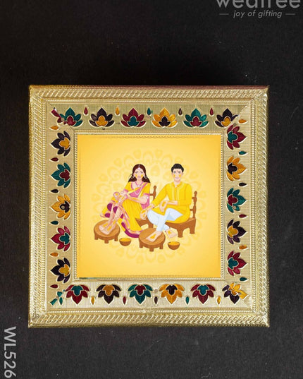 Customized - Meenakari Dry Fruit Box - Gold - 8x8 inch - WL5261 - Dry Fruit Box