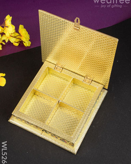 Customized - Meenakari Dry Fruit Box - Gold - 8x8 inch - WL5261 - Dry Fruit Box