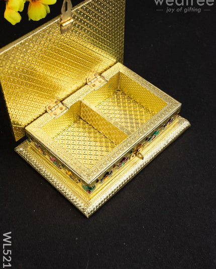 Customized - Meenakari Dry Fruit Box - Gold - 9x7 inch - WL5218 - Dry Fruit Box