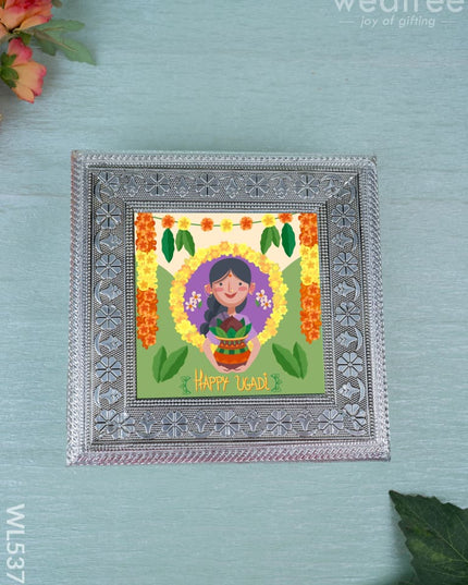 Customized - Meenakari Dry Fruit Box - Silver - 8x8 inch - WL5378 - Dry Fruit Box