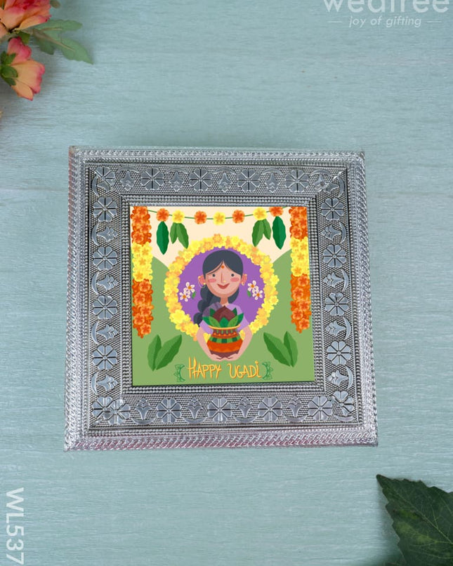 Customized - Meenakari Dry Fruit Box - Silver - 8x8 inch - WL5378 - Dry Fruit Box