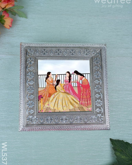 Customized - Meenakari Dry Fruit Box - Silver - 8x8 inch - WL5378 - Dry Fruit Box
