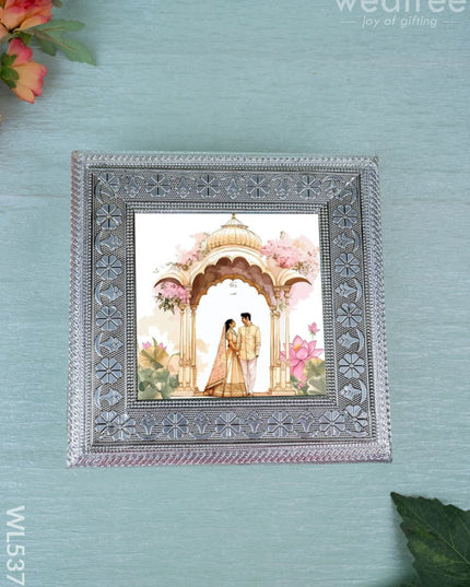 Customized - Meenakari Dry Fruit Box - Silver - 8x8 inch - WL5378 - Dry Fruit Box