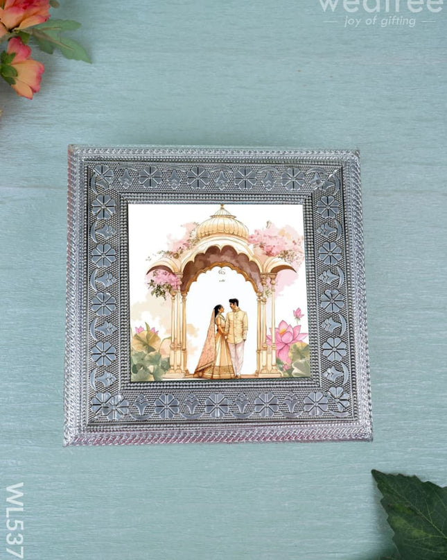 Customized - Meenakari Dry Fruit Box - Silver - 8x8 inch - WL5378 - Dry Fruit Box