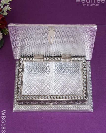 Customized - Oxidized Dry Fruit Box - 7x5 inch - Silver - WBG1831 - Dry Fruit Box RG