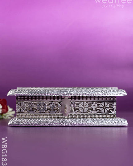 Customized - Oxidized Dry Fruit Box - 7x5 inch - Silver - WBG1831 - Dry Fruit Box RG