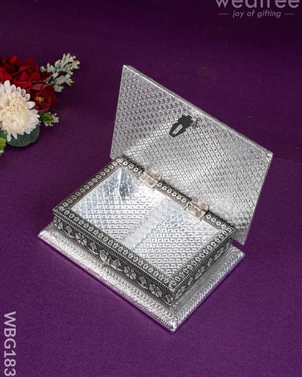 Customized - Oxidized Dry Fruit Box - 7x5 inch - Silver - WBG1831 - Dry Fruit Box RG
