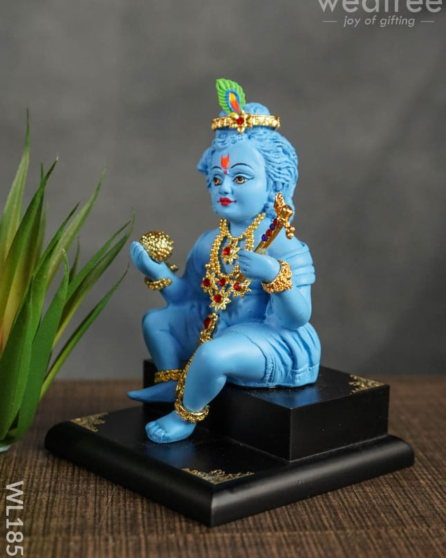 Cute Baby Krishna With Laddu - Wl1857 Home Decors