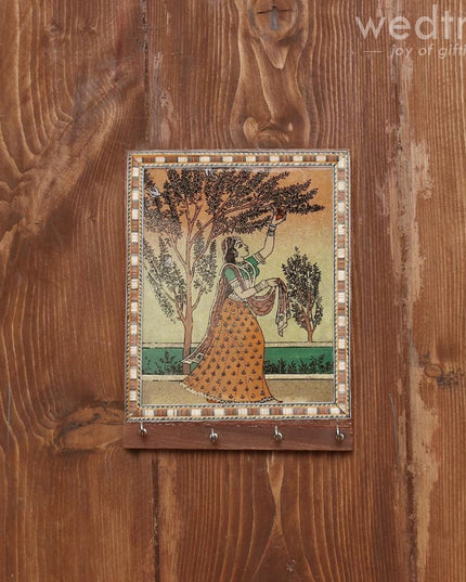 Dark Wood Gemstone Painting Key Hanger 7 X 5 Inch - W3927 Hangers