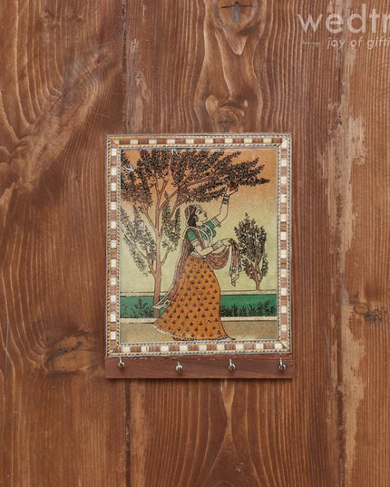 Dark Wood Gemstone Painting Key Hanger 7 X 5 Inch - W3927 Hangers