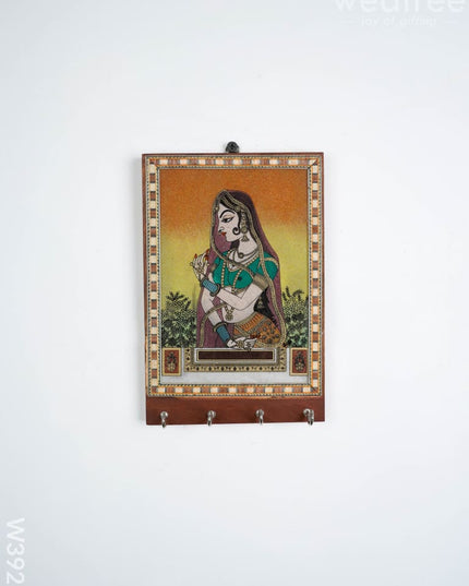 Dark Wood Hand Painted Key Hanger 7 X 5 inch - W3927 - Wooden Key Hangers RG