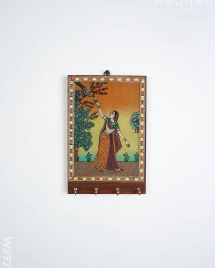 Dark Wood Hand Painted Key Hanger 7 X 5 inch - W3927 - Wooden Key Hangers RG