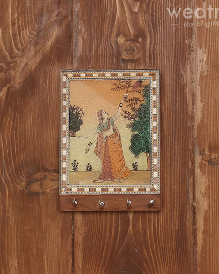 Dark Wood Gemstone Painting Key Hanger 7 X 5 Inch - W3927 Hangers