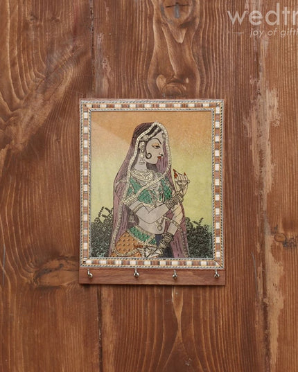 Dark Wood Gemstone Painting Key Hanger 7 X 5 Inch - W3927 Hangers