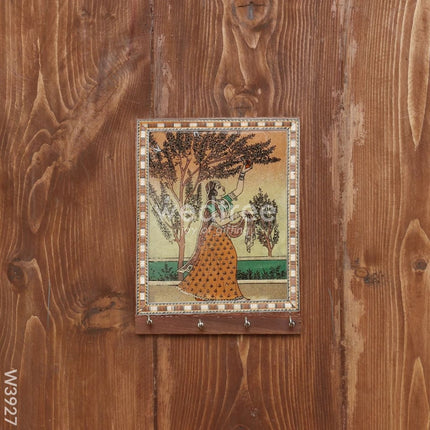 Dark Wood Gemstone Painting Key Hanger 7 X 5 Inch - W3927 Hangers