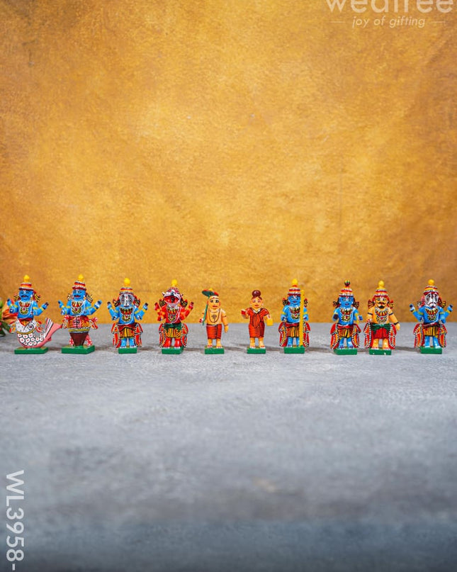 Dasavataram Set - Wl3958 3 Inch Wooden Decor