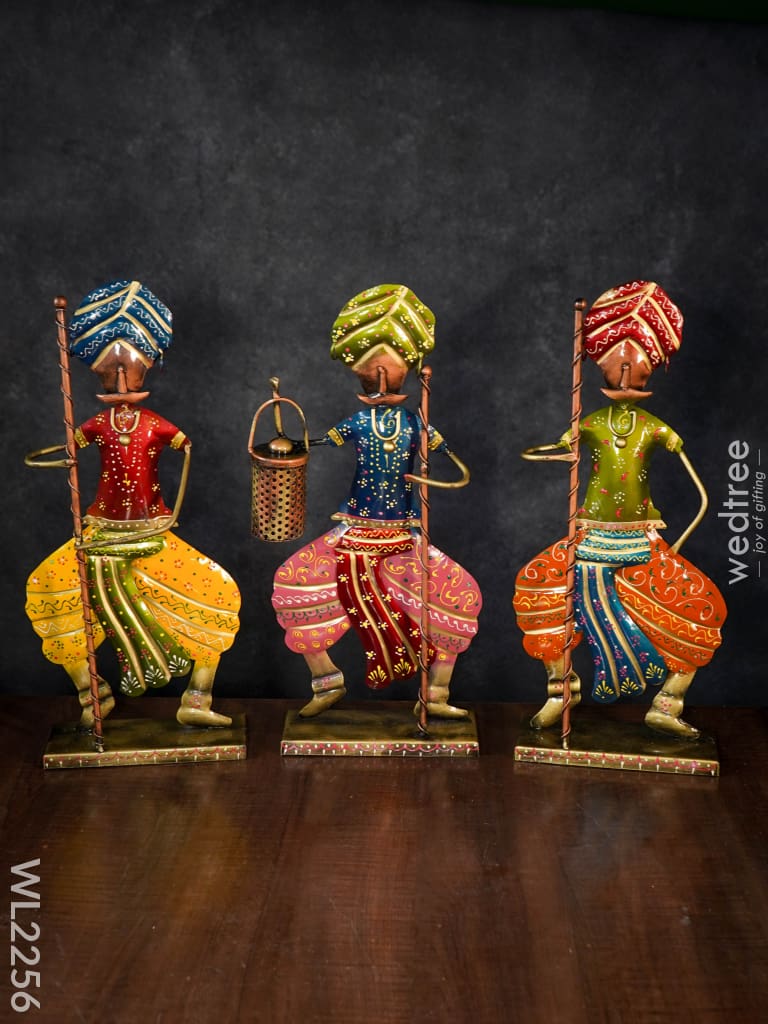Décor Showpiece - Rajasthani Musicians Dolls (Set Of 3) Wl2256 Metal Decor