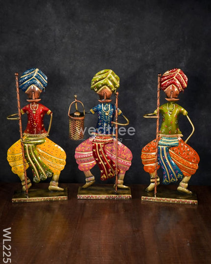 Décor Showpiece - Rajasthani Musicians Dolls (Set Of 3) Wl2256 Metal Decor