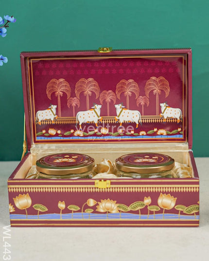Decorative 2 Jar Dry Fruit Box - Pichwai Wl4431