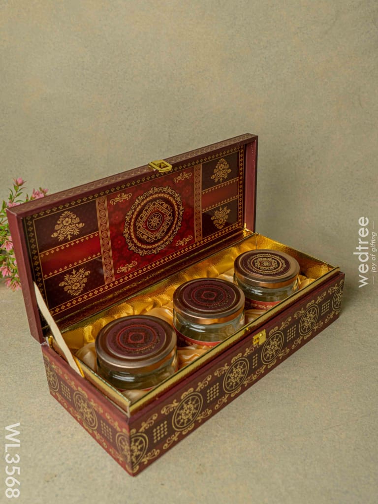 Decorative 3 Jar Dry Fruit Box - Wl3568