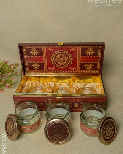 Decorative 3 Jar Dry Fruit Box - Wl3568