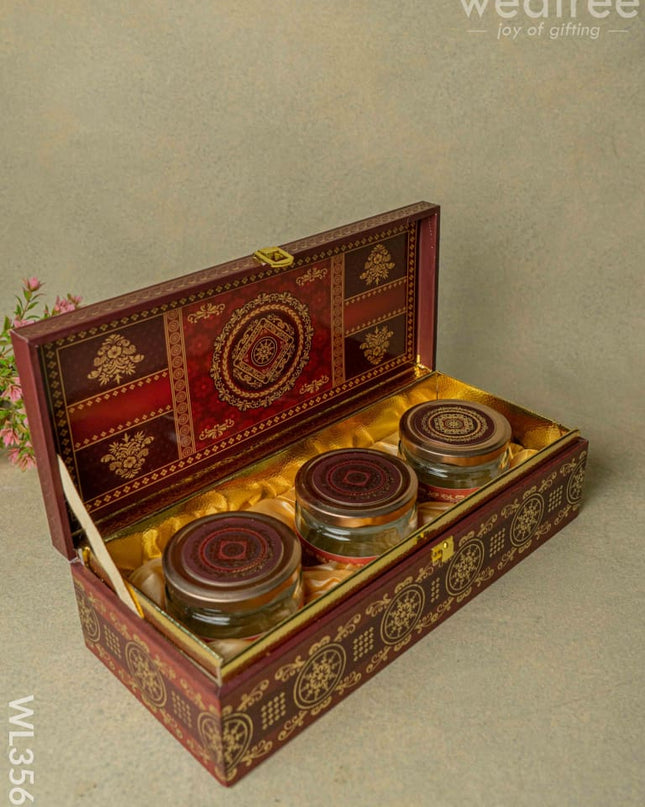 Decorative 3 Jar Dry Fruit Box - Wl3568