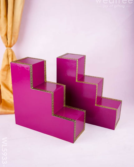 Decorative 3 Step Diya Padi - Set of 2 - WL5933-1 - Golu / Diya Padi