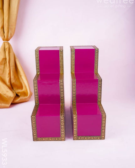 Decorative 3 Step Diya Padi - Set of 2 - WL5933-1 - Golu / Diya Padi