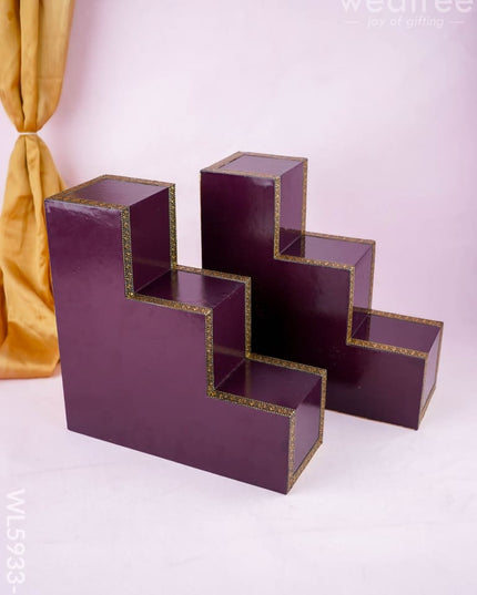 Decorative 3 Step Diya Padi - Set of 2 - WL5933-2 - Golu / Diya Padi