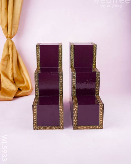 Decorative 3 Step Diya Padi - Set of 2 - WL5933-2 - Golu / Diya Padi