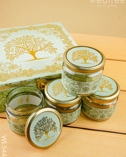 Decorative 4 Jar Dry Fruit Box - WL5447 - Dry Fruit Box