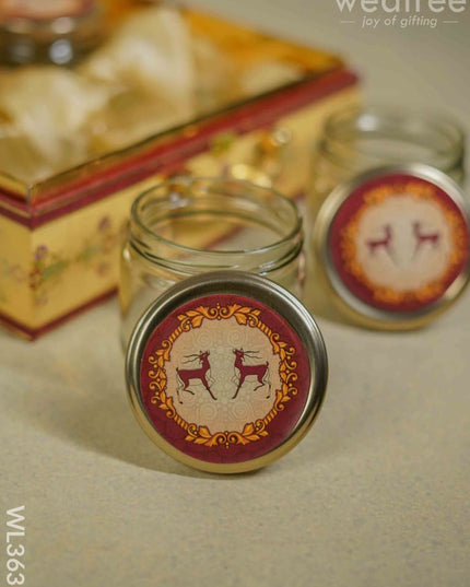 Decorative Deer Designed 4 Jar Dry Fruit Box - Wl3631