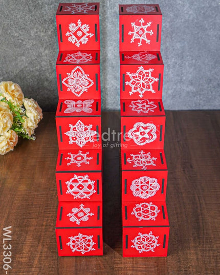 Decorative Dismantable 5 Step Diya Padi - Set Of 2 Wl3306-2 Wooden Decor