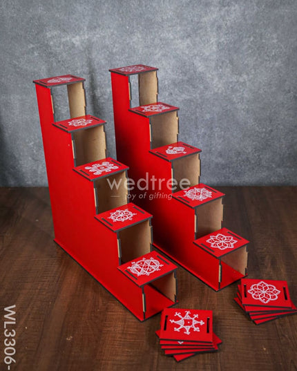 Decorative Dismantable 5 Step Diya Padi - Set Of 2 Wl3306-2 Swarna Golu
