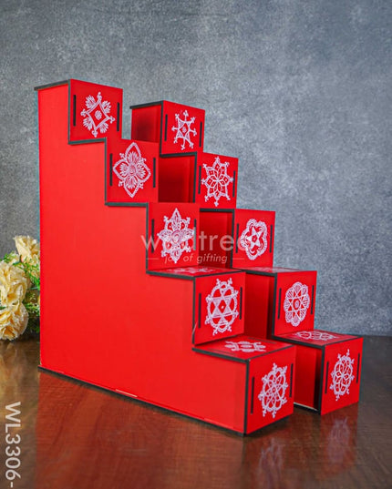 Decorative Dismantable 5 Step Diya Padi - Set Of 2 Wl3306-2 Wooden Decor