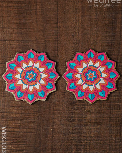 Decorative Diya Coaster - Set Of 2 Wbg1035 Pooja Utilities