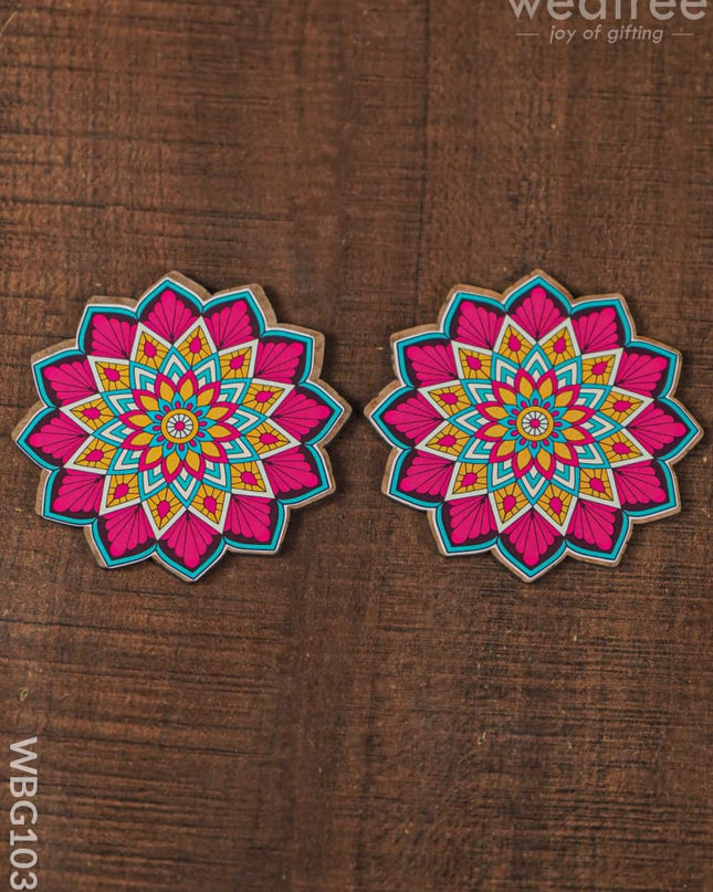 Decorative Diya Coaster - Set Of 2 Wbg1035 Pooja Utilities