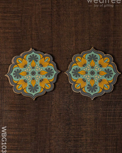 Decorative Diya Coaster - Set Of 2 Wbg1035 Pooja Utilities