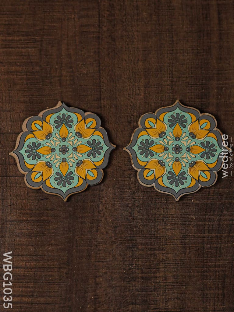 Decorative Diya Coaster - Set Of 2 Wbg1035 Pooja Utilities
