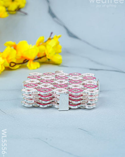 Decorative Floral Coaster Set - Pink - WL5556-1 - EPNS Gifts