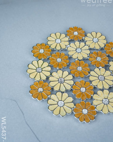 Decorative Floral Coaster Set - Yellow - WL5437-2 - EPNS Gifts