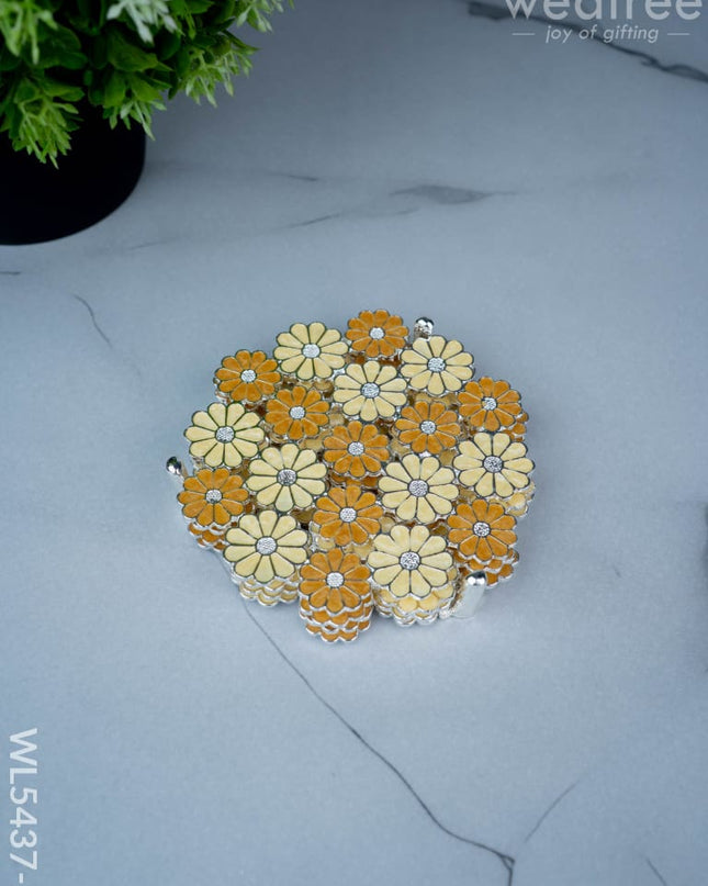 Decorative Floral Coaster Set - Yellow - WL5437-2 - EPNS Gifts