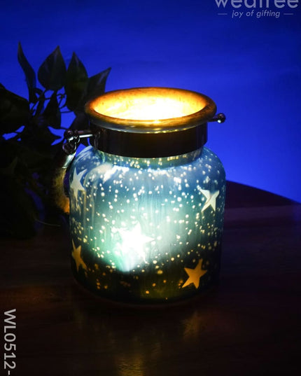 Decorative Glass Jar T-Light Holder - Wl0512 Blue Candles And Votives