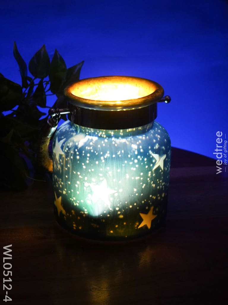 Decorative Glass Jar T-Light Holder - Wl0512 Blue Candles And Votives