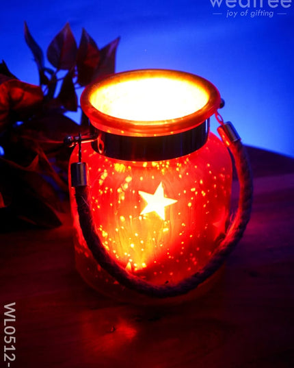 Decorative Glass Jar T-Light Holder - Wl0512 Red Candles And Votives