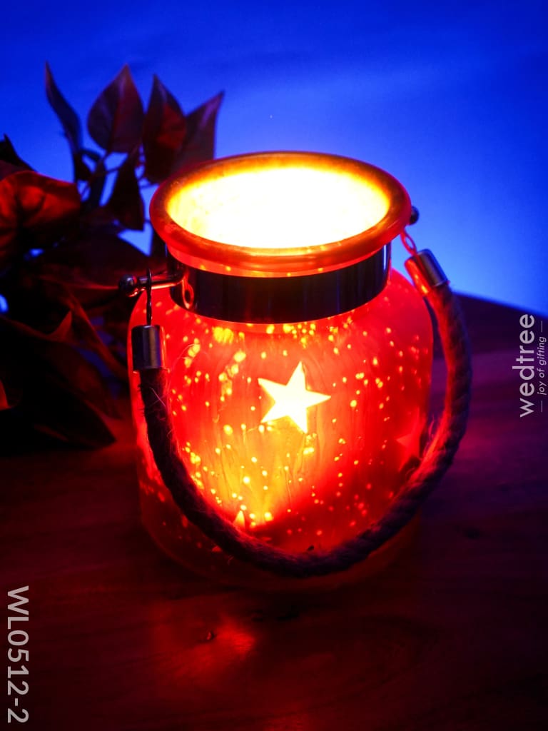 Decorative Glass Jar T-Light Holder - Wl0512 Red Candles And Votives