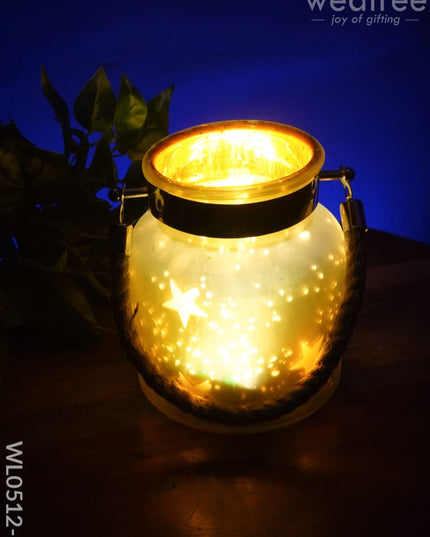 Decorative Glass Jar T-Light Holder - Wl0512 White Candles And Votives